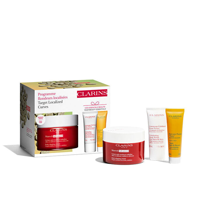 Clarins Masvelt Advanced Programs: Masvelt Advanced Body Shaping Cream 200ml/6.7oz & Exfoliating Body Scrub 30ml/1oz & Tonic Bath & Shower Concentrate 30ml/1oz 3pcs