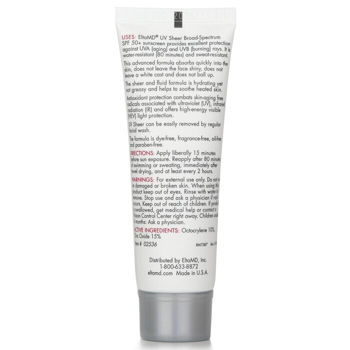 EltaMD UV Sheer Water-Resistant Facial Sunscreen SPF 50 50ml/1.7oz