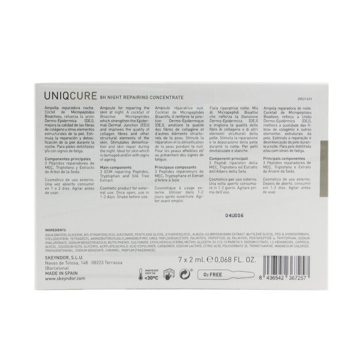 Skeyndor Uniqcure 8h Night Repairing Concentrate (for Damaged Skin & With Signs Of Ageing) -- 7x2ml/0.068oz