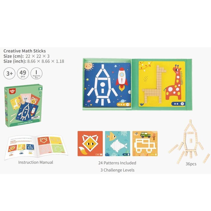 Tooky Toy Co Creative Math Sticks 22x22x3cm