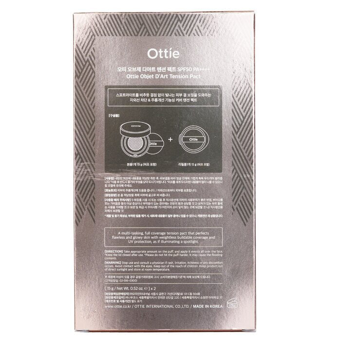 Ottie Objet D’art Tension Pact SPF50 PA++++ & Refill # 23 Natural (Exp. Date 28 Feb 2026) 2x15g/0.52oz