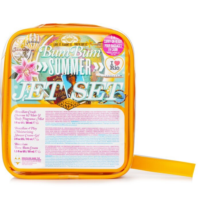 Sol De Janeiro Bum Bum Jet Set: Brazilian Bum Bum Cream 30ml/1.7oz & Brazilian 4 Play Moisturizing Shower Cream-gel 90ml/3oz & Brazilian Crush Cheirosa 62 Hair & Body Mist 30ml/1oz