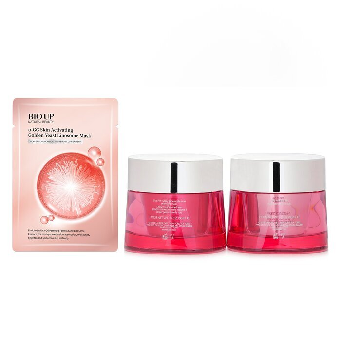 Estee Lauder Nutritious Super-Pomegranate Day & Night Radiance Set X Natural Beauty BIO UP a-GG Skin Activating Golden Yeast Liposome Mask 2pcs