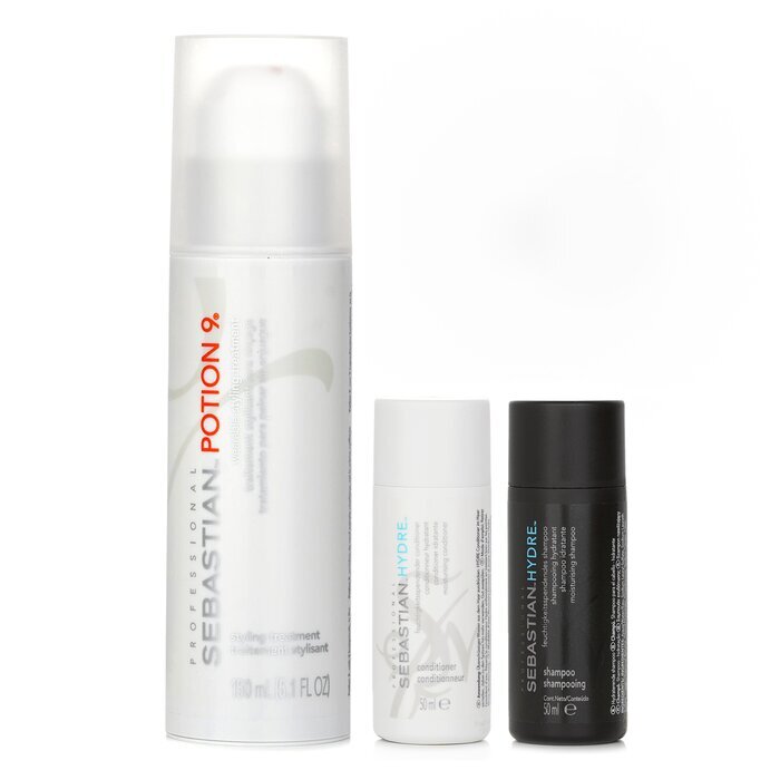 Sebastian Hair Care Set: Potion 9 Wearable Styling Treatment 150ml x1 +Hydre Moisturizing-Shampoo 50mlx1 + Professional Hydre Moisturising Conditioner 50mlx1 3pcs