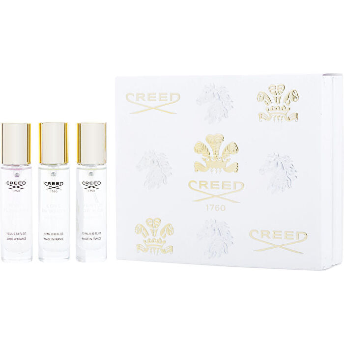 Creed Travel Variety 3 Piece Womens Variety With Aventus For Her & Love In Whte & Wind Flowers And All Are 0.33oz Travel Sprays