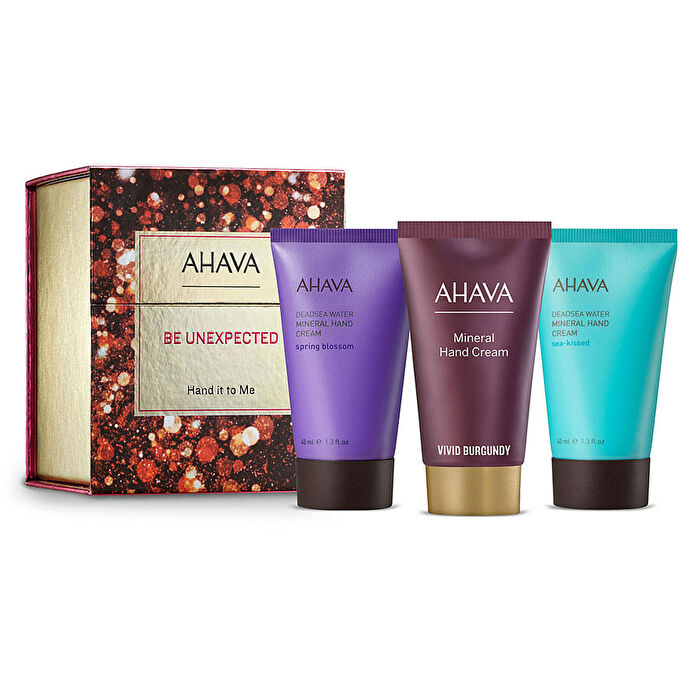 Ahava Be Unexpected Hand It To Me Set: Deadsea Water Mineral Hand Cream Spring Blossom & Hand Cream Sea-kissed & Hand Cream Vivid Burgundy 40ml/1.3oz