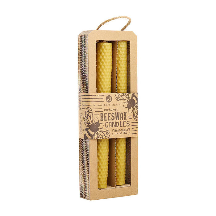 Northern Lights Beeswax Natural 8" Taper Candle () 2 Pack