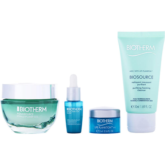 Biotherm Biosource Gift Set: Aquasource Hyalu Plump Gel 50ml/1.7oz & Life Plankton Biosource 50ml/1.7oz & Life Plankton Elixír 7ml/0.23oz & Life Plankton Eye 5ml/0.17oz 4pcs