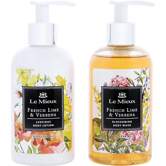 Le Mieux French Lime And Verbena Body Essentials Set: Body Lotion 240ml/8oz & Body Wash 240ml/8oz 2pcs