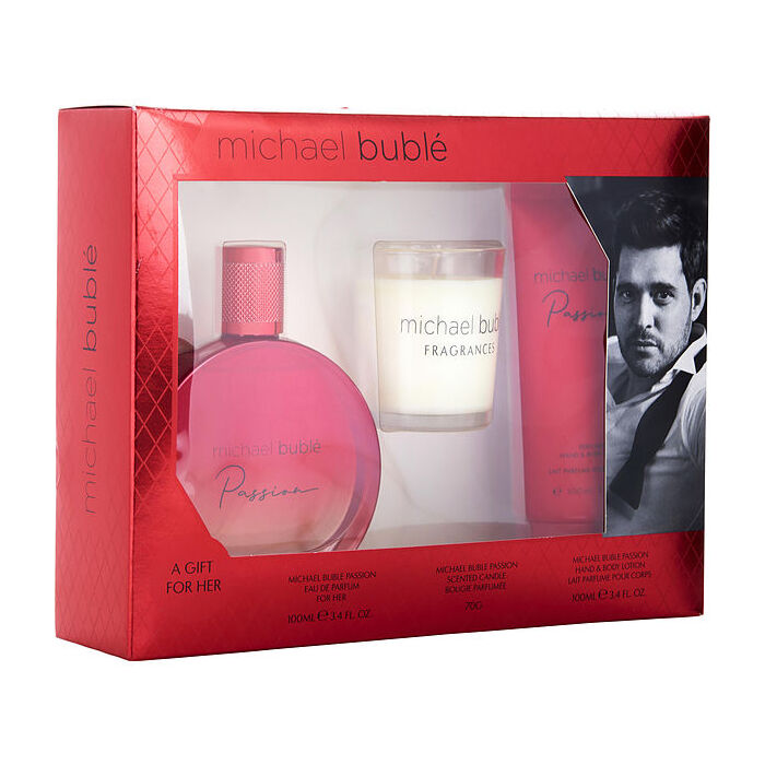 Michael Buble Passion Eau De Parfum Spray & Body Lotion & Candle 90ml/3.4oz