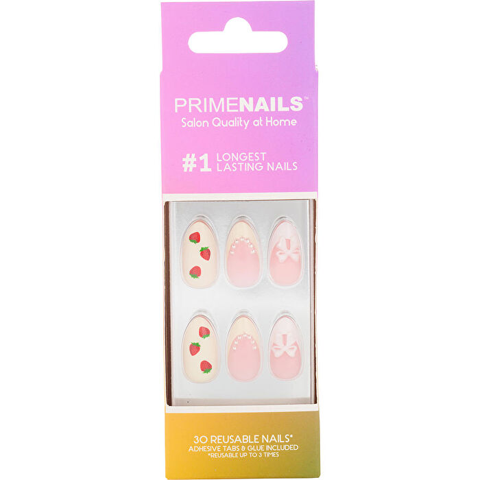 Prime Nails Reusable Nail Set - #s07 Short Almond (strawberry Hearts) --30ct
