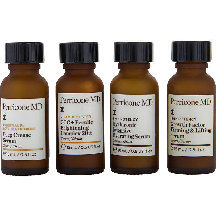 Perricone Md Discovery Collection: Vitamin C Ester Ccc & Ferulic Brightening Complex & High Potency Growth Factor Serum & High Potency Hyaluronic Intensive Hydrating Serum & Essential Fx Actl-glutathione Deep Crease Serum 15ml/0.5oz