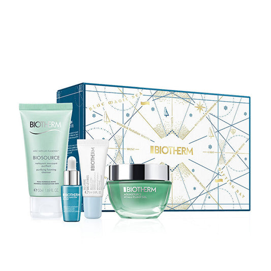 Biotherm Aquasource Hyalu Routine Set: Aquasource Hyalu Plump Gel 50ml/1.7oz & Biosource Purifying Foaming Cleanser 50ml/1.7oz & Hydrating Lip Balm 5ml/0.17oz & Life Plankton Elixir 7ml/0.23oz 4pcs