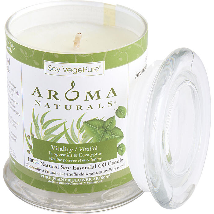 Aroma Naturals Vitality Aromatherapy One 3x3.5 Inch Medium Glass Pillar Soy Aromatherapy Candle