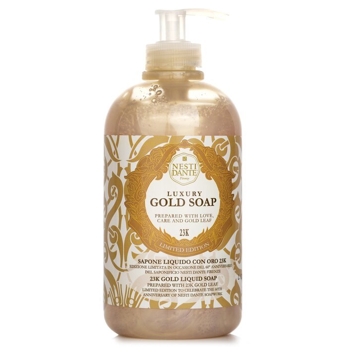 Nesti Dante 60 Anniversary Luxury Gold Soap With Gold Leaf - 23K Gold Liquid Soap (Limited Edition) 500ml/16.9oz
