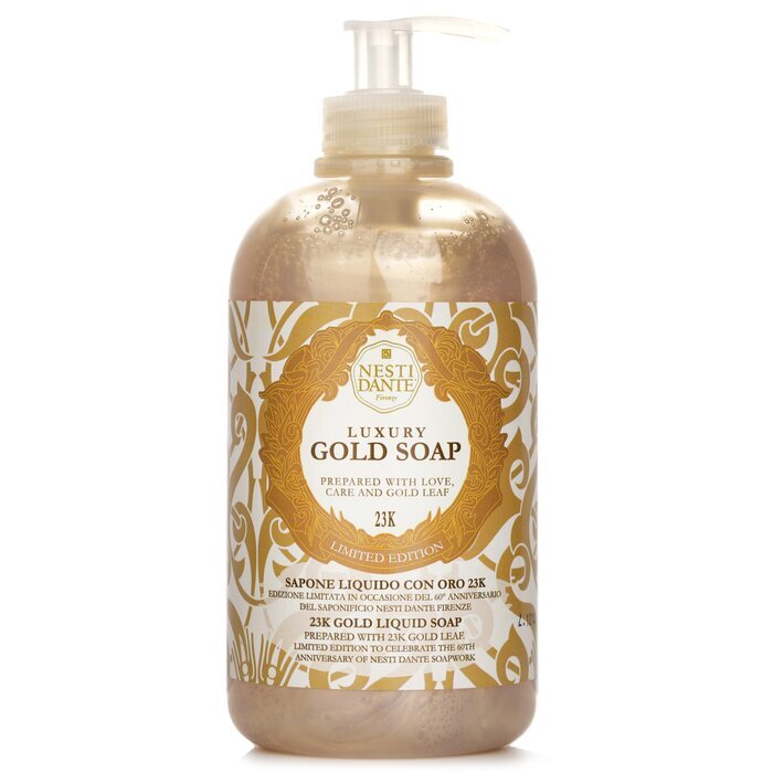 Nesti Dante 60 Anniversary Luxury Gold Soap With Gold Leaf - 23K Gold Liquid Soap (Limited Edition) 500ml/16.9oz