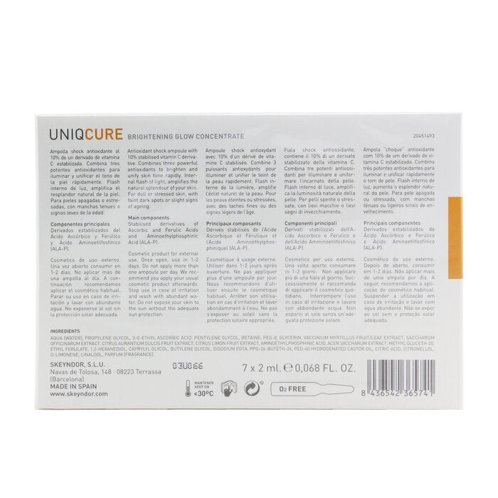 Skeyndor Uniqcure Brightening Glow Concentrate (for Dull/stressed Skin With Faint Dark Spots/ Slight Signs Of Ageing) -- 7x2ml/0.068oz