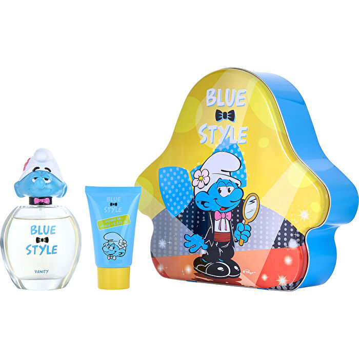 First American Brands Smurfs 3d 3 Pieces Vanity Smurf With Eau De Toilette Spray 100ml/3.4oz & Shower Gel 75ml/2.5oz & Key Chain (blue & Style)