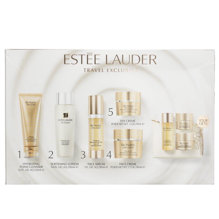 Estee Lauder The Secret Of Infinite Beauty Ultimate Lift Travel Collection: Creme 50ml+Serum 30ml+Eye Creme 15ml+Softening Lotion 250ml... 8pcs+1bag