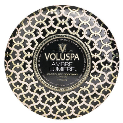 Voluspa 3 Wick Decorative Tin Candle - Ambre Lumiere 340g/12oz