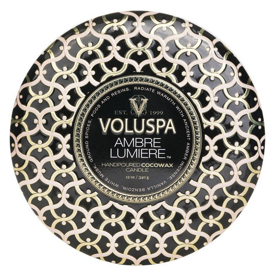 Voluspa 3 Wick Decorative Tin Candle - Ambre Lumiere 340g/12oz