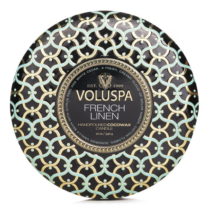 Voluspa 3 Wick Decorative Tin Candle - French Linen 340g/12oz
