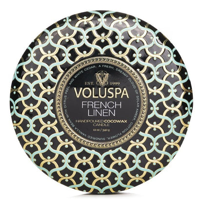 Voluspa 3 Wick Decorative Tin Candle - French Linen 340g/12oz
