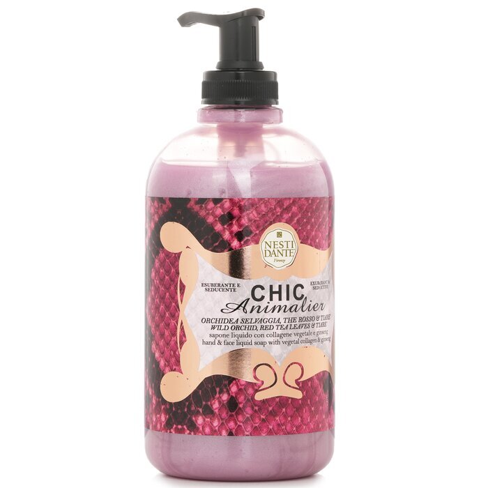 Nesti Dante Chic Animalier Hand & Face Liquid Soap With Vegetal Collagen & Ginseng - Wild Orchid, Red Tea Leaves & Tiare 500ml/16.9oz