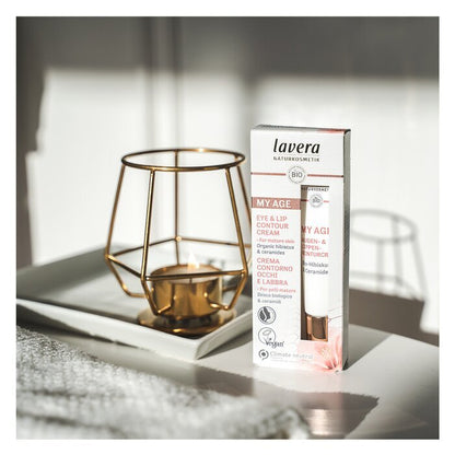 Lavera My Age Eye & Lip Contour Cream With Organic Hibiscus & Ceramides - For Mature Skin (Exp. Date 31 OCT 2026) 15ml/0.5oz