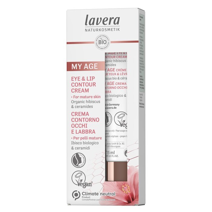 Lavera My Age Eye & Lip Contour Cream With Organic Hibiscus & Ceramides - For Mature Skin (Exp. Date 31 OCT 2026) 15ml/0.5oz