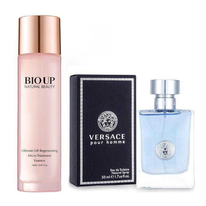 Versace Pour Homme EDT Spray 50ml + Natural Beauty BIO UP Treatment Essence 150ml 2pcs
