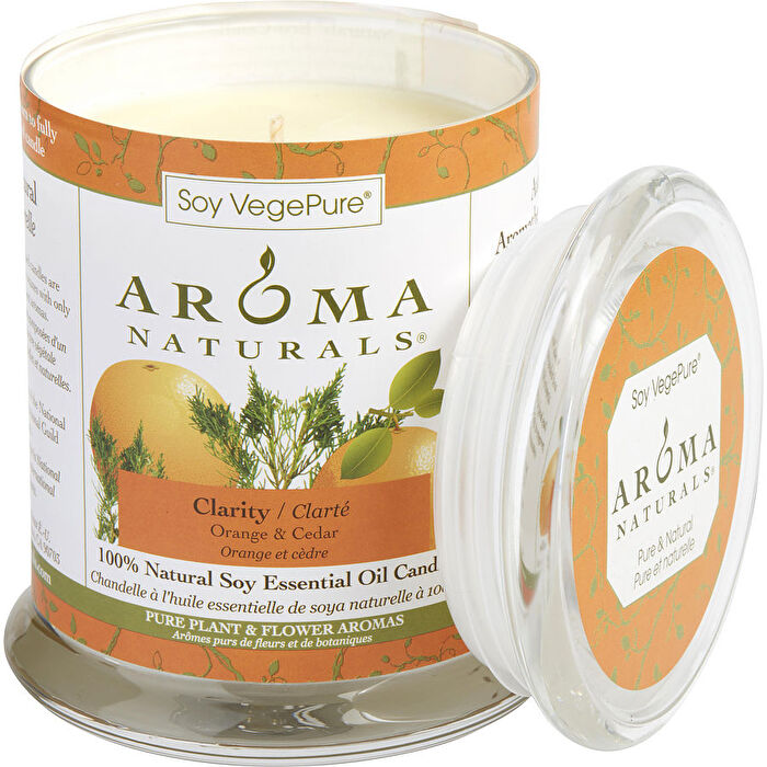 Clarity Aromatherapy One 3.7x4.5 Inch Medium Glass Pillar Soy Aromatherapy Candle
