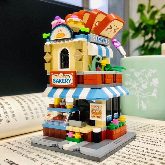 LOZ Street Series - Bakery Shop Building Bricks Set 19.5x16.5x4.5cm