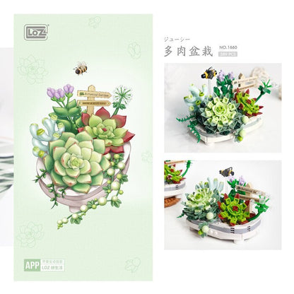 LOZ Mini Blocks - Eternal Flowers Garden Series - Succulent Potted Plant Building Bricks Set 10 x 6 x 22 cm