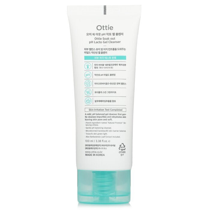 Ottie Soak Out pH Lacto Gel Cleanser(Exp Date:1/1/2026) 100ml/3.38oz