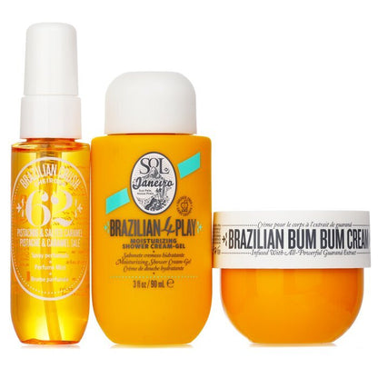 Sol De Janeiro Bum Bum Jet Set: Brazilian Bum Bum Cream 30ml/1.7oz & Brazilian 4 Play Moisturizing Shower Cream-gel 90ml/3oz & Brazilian Crush Cheirosa 62 Hair & Body Mist 30ml/1oz