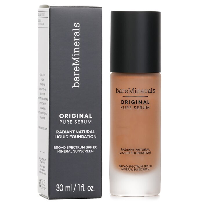 BareMinerals Original Pure Serum Radiant Natural Liquid Foundation Mineral SPF 20 - #Medium Deep Neutral 4.5 (Exp. Date 31 Mar 2026) 30ml/1oz
