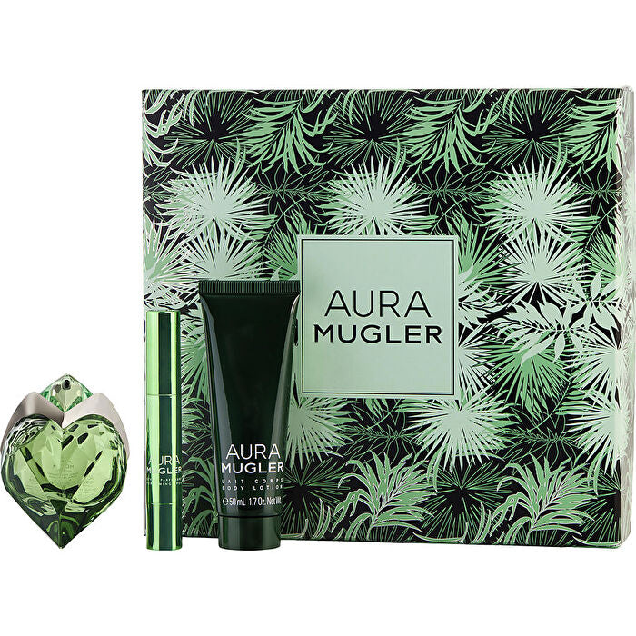 Thierry Mugler Aura Mugler Eau De Parfum Refillable Spray 30ml/1oz & Body Lotion 50ml/1.7oz & Parfum Pen 3ml/0.10oz