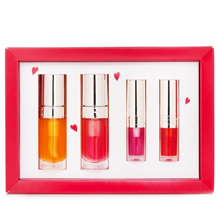 Clarins Lip Comfort Oil Coffret: Lip Oil - #01 7ml+Lip Oil - #04 7ml+Lip Oil - #02 1.4ml+Lip Oil - #08 1.4ml 4pcs