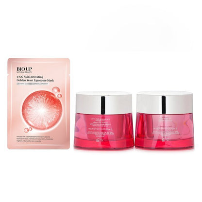Estee Lauder Nutritious Super-Pomegranate Day & Night Radiance Set X Natural Beauty BIO UP a-GG Skin Activating Golden Yeast Liposome Mask 2pcs