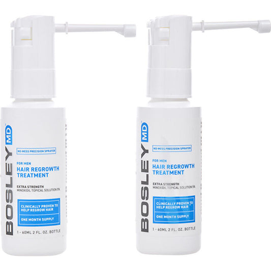 Bosley Bosleymd Men's Hair Regrowth Treatment For Men Extra Strength Minoxidil 5% Topical Solution - Two Month Supply 2- Bottles (dropper) 60ml/2oz