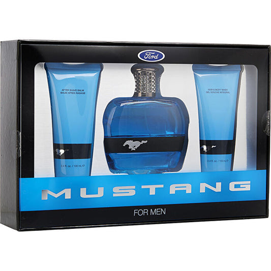 Estee Lauder Ford Mustang Blue Eau De Toilette Spray & Hair And Body Wash & Aftershave Balm 90ml/3.4oz