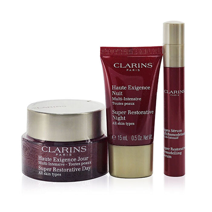 Clarins Super Restorative Collection: Day Cream 50ml+night Cream 15ml+ Remodelling Serum 10ml+ Bag 3pcs+1bag