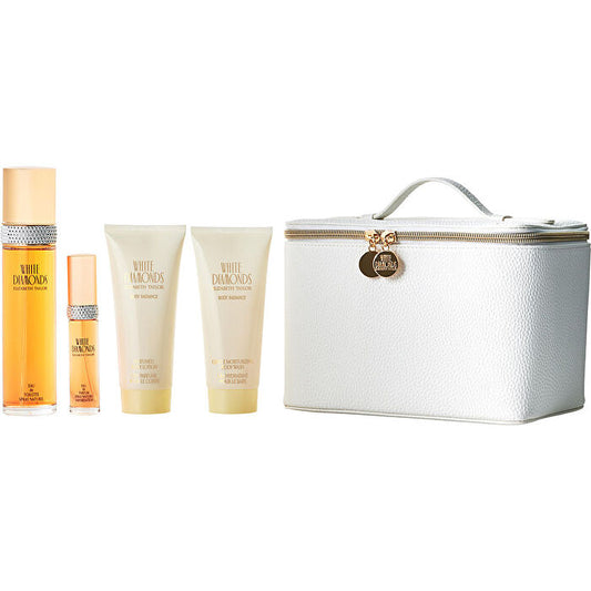 Elizabeth Taylor White Diamonds Eau De Toilette Spray 90ml/3.3oz & Body Lotion 90ml/3.3oz & Body Wash 90ml/3.3oz & Eau De Parfum Spray 0.5oz & Bag