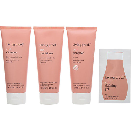 Living Proof Born To Be Coily Kit - Curl Shampoo 90ml/3.4oz & Curl Conditioner 90ml/3.4oz & Curl Elongater 90ml/3.4oz & Curl Defining Gel 0.33oz