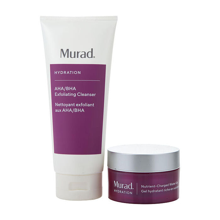 Murad Smooth & Replenish Set: Aha/bha Cleanser 200ml/6.7oz & Nutrient Charged Water Gel 50ml/1.7oz 2pcs