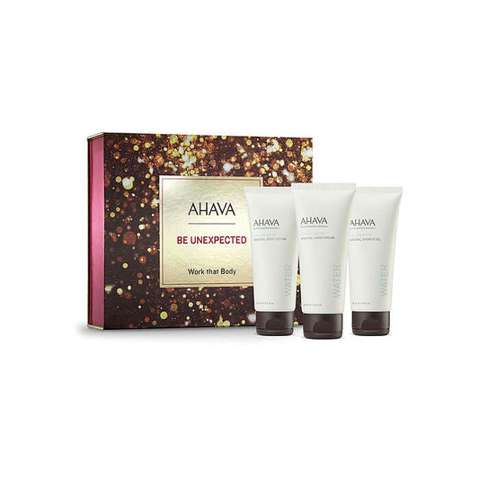 Ahava Be Unexpected Work That Body Set: Deadsea Water Mineral Body Lotion 100ml/3.4oz & Hand Cream 100ml/3.4oz & Shower Gel 100ml/3.4oz & Crystal Ostomer X6 Serum 0.5ml 4pcs