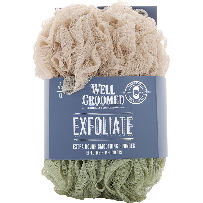 Spa Accessories Exfoliate Extra Rough Smoothing Sponges - Mens 2pk Jumbo Rough Net Sponges - Beige/sage Green 2 Pack