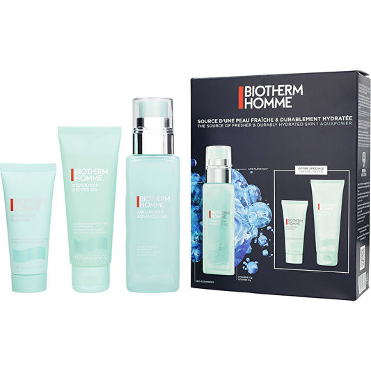 Biotherm Homme Aquapower Prestige Set: Aquapower Shower Gel 75ml/2.5oz & Aquapower Advanced Gel 75ml/2.5oz & Aquapower Cleanser 40ml/1.3oz 3pcs