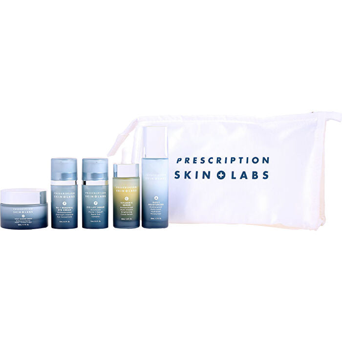 Prescription Skin Labs Complete Skincare System: Vitamin C Serum – 30ml/1oz & Daily Moisturizer - 50ml/1.7oz / 30ml/1.7oz & Eye Lift Serum - 15ml/0.5oz / 0.5oz & Ra & Renewal Eye Cream - 15ml/0.5oz / 0.5oz & Night Barrier Cream - 50ml/1.7oz / 30ml/1.7oz
